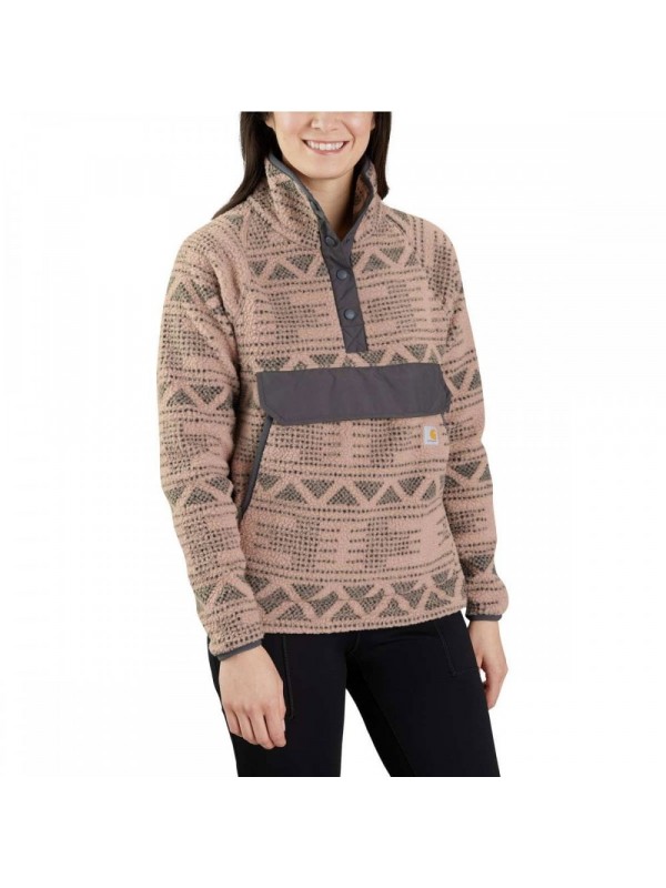 Carhartt Womens Snap Front Fleece : Warm Taupe: Geo Aztec