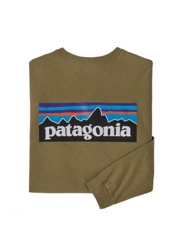Patagonia Men's Long-Sleeved P-6 Logo Responsibili-Tee : Moray Khaki