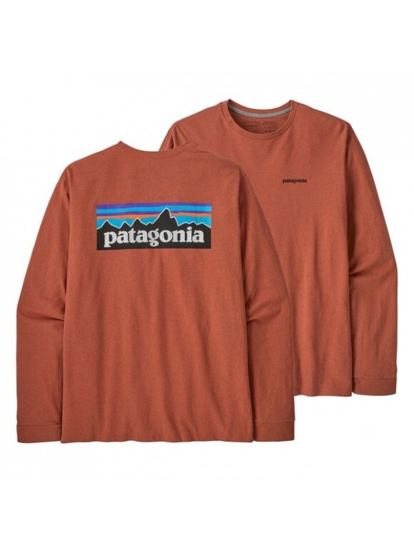 Patagonia Men's Long-Sleeved P-6 Logo Responsibili-Tee : Quartz Coral