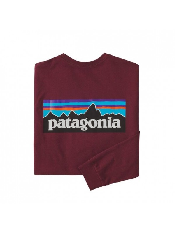 Patagonia Men's Long-Sleeved P-6 Logo Responsibili-Tee : Sequoia Red