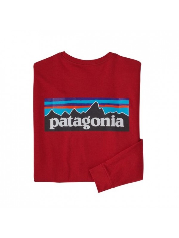Patagonia Men's Long-Sleeved P-6 Logo Responsibili-Tee : Sumac Red