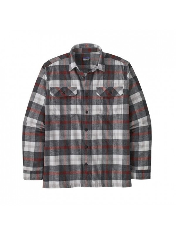 Patagonia Mens Long-Sleeved Organic Cotton Midweight Fjord Flannel Shirt : Forage: Ink Black