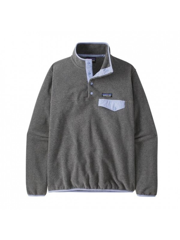 Patagonia Women's Lightweight Synchilla Snap-T Fleece Pullover : Nickel w/Pale Periwinkle