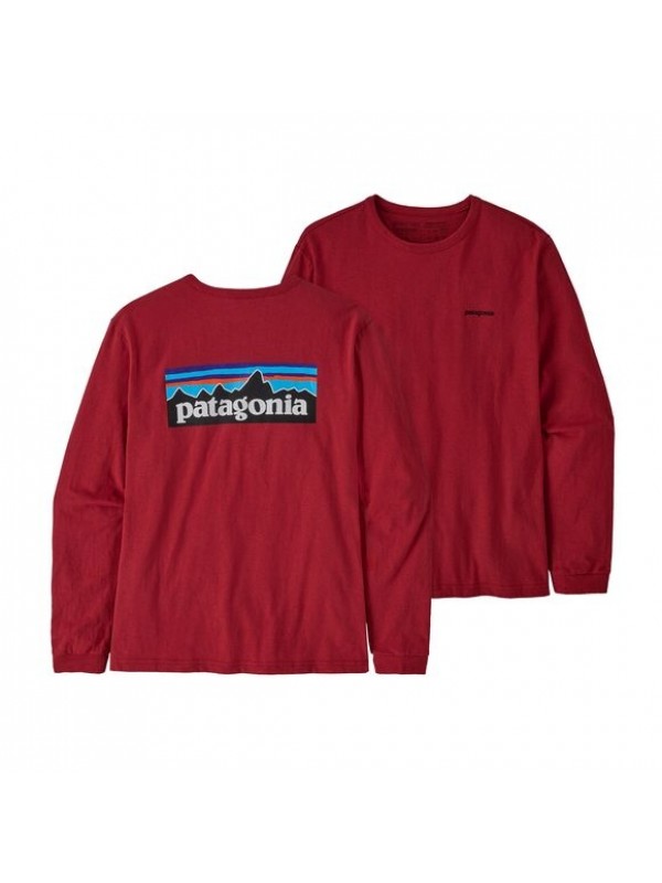 Patagonia Women's Long-Sleeved P-6 Logo Responsibili-Tee : Sumac Red