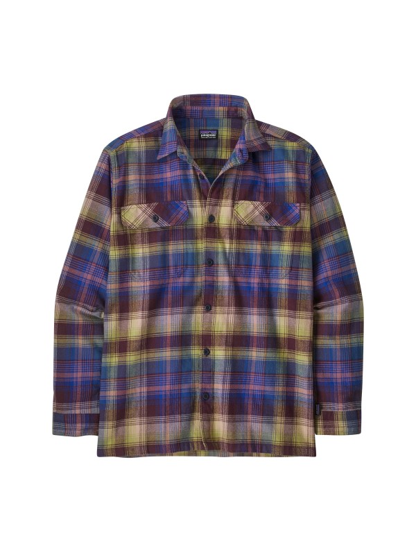 Patagonia Mens Long-Sleeved Organic Cotton Midweight Fjord Flannel Shirt :  Sun Rays: Obsidian Plum