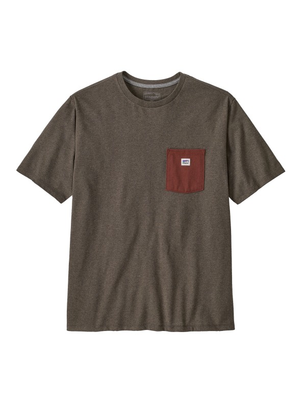 Patagonia Mens Shop Sticker Pocket Responsibili-Tee : Marlow  Brown