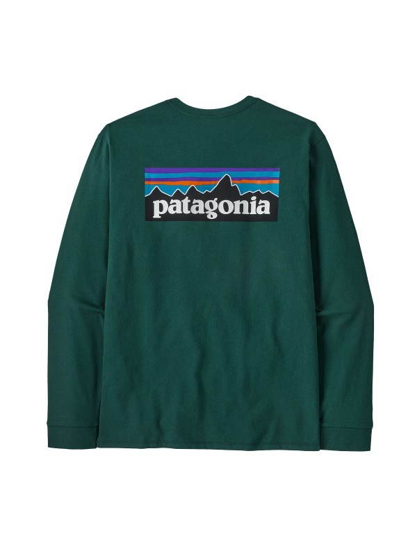 Patagonia Men's Long-Sleeved P-6 Logo Responsibili-Tee : Cascade Green