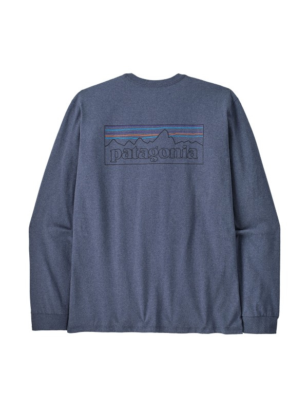 Patagonia Men's Long-Sleeved P-6 Logo Responsibili-Tee : P-6 Outline : Current Blue 