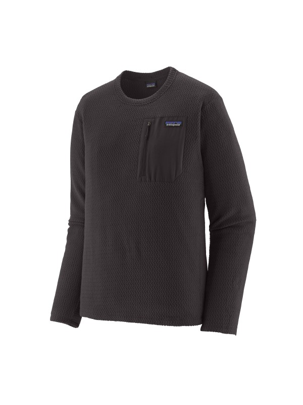 Pategonia Mens R1 Air Fleece Crewneck : Black