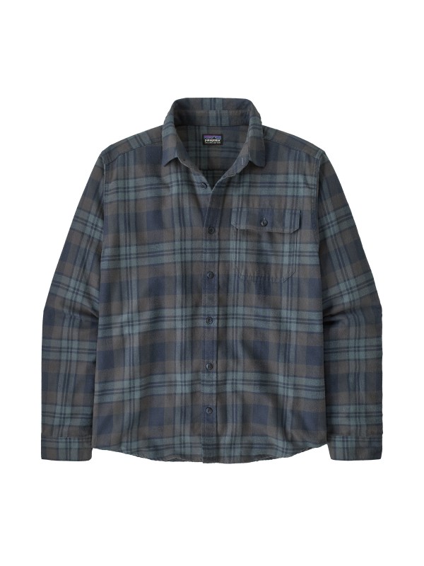 Patagonia Men's Long-Sleeved Lightweight Fjord Flannel Shirt : Paw: Smolder Blue