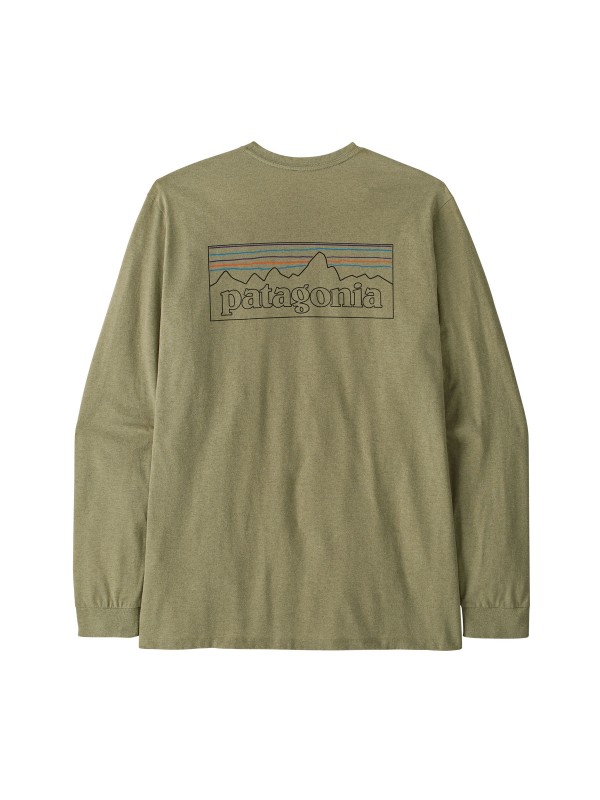 Patagonia Men's Long-Sleeved P-6 Logo Responsibili-Tee : P-6 Outline : Gumtree Green 