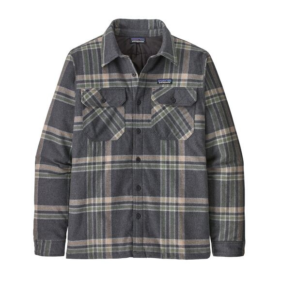 Patagonia Insulated Organic Cotton Fjord Flannel Shirt : Growlers Plaid: Ink Black
