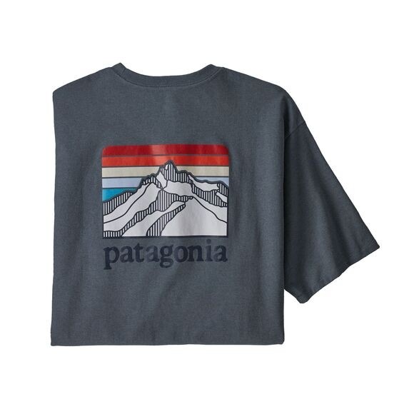 Patagonia Men's Line Logo Ridge Pocket Responsibili-Tee : Plume Grey 