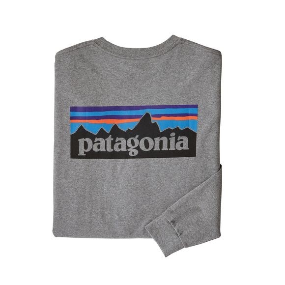 Patagonia Men's Long-Sleeved P-6 Logo Responsibili-Tee : Gravel Heather 