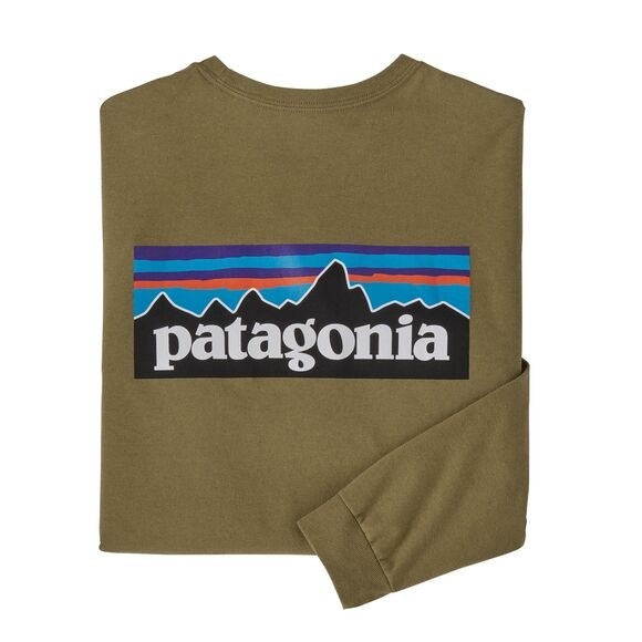 Patagonia Men's Long-Sleeved P-6 Logo Responsibili-Tee : Moray Khaki 