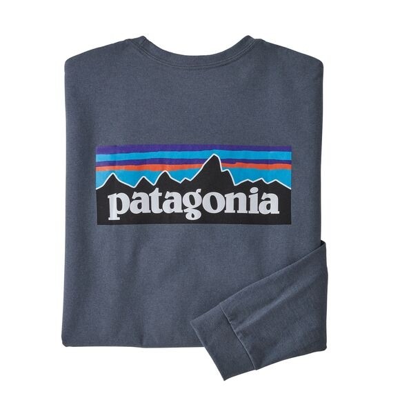 Patagonia Men's Long-Sleeved P-6 Logo Responsibili-Tee : Plume Grey 
