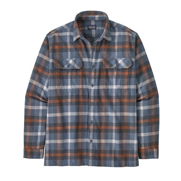 Patagonia Mens Long-Sleeved Organic Cotton Midweight Fjord Flannel Shirt : Forage: Plume Grey
