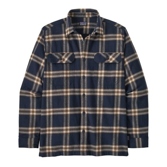 Patagonia Mens Long-Sleeved Organic Cotton Midweight Fjord Flannel Shirt : North Line: New Navy