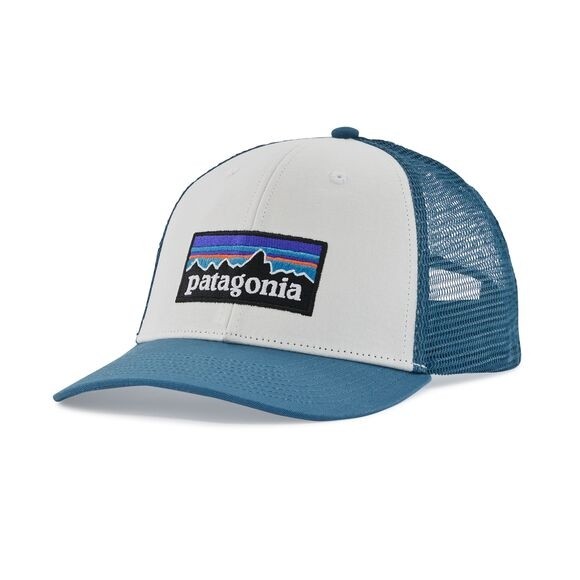 Patagonia P-6 Logo LoPro Trucker Hat : White w/Wavy Blue