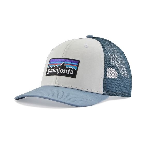 Patagonia P-6 Logo Trucker Hat : White w/Light Plume Grey