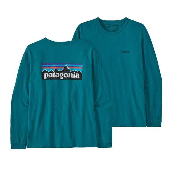 Patagonia Women's Long-Sleeved P-6 Logo Responsibili-Tee : Belay Blue