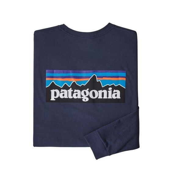 Patagonia Men's Long-Sleeved P-6 Logo Responsibili-Tee : Classic Navy